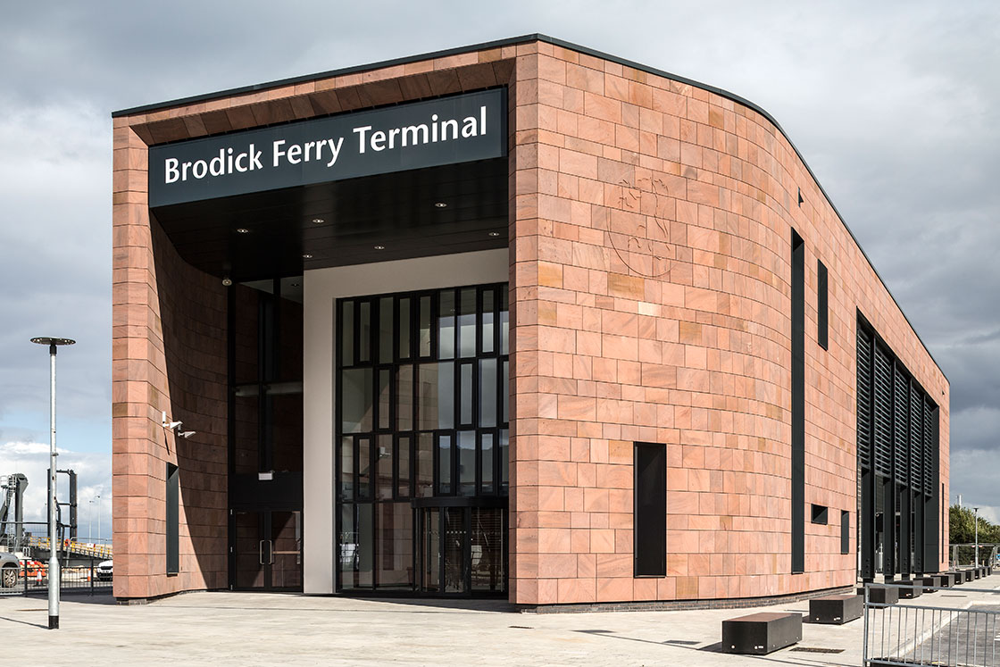 Brodick Ferry Terminal entrance glazing