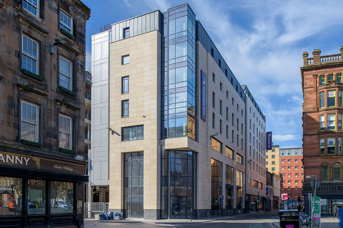 Premier Inn, Howard Street Glasgow building facade.